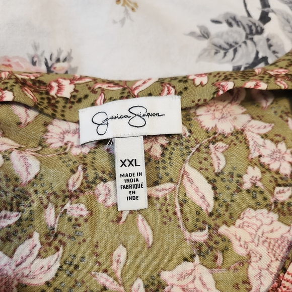 Jessica Simpson floral blouse XXL green and pink - Picture 1 of 4